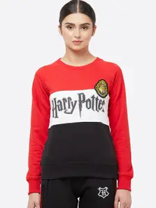 Free Authority Women Red Harry Potter Colourblocked Sweatshirt