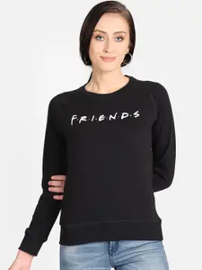 Free Authority Women Black Friends Printed Cotton Sweatshirt