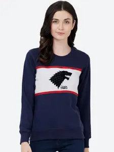Free Authority Women Navy Blue Game Of Thrones Printed Cotton Sweatshirt