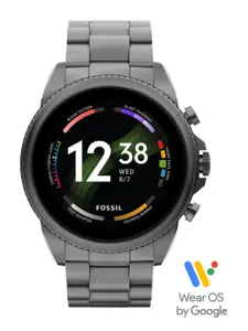 Fossil Men Silver-Toned & Black Solid GEN 6 Smartwatch FTW4059