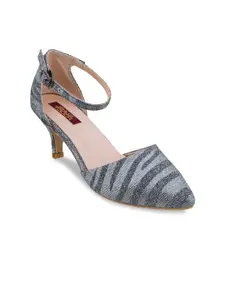 SHUZ TOUCH Grey Printed Pumps with Buckles
