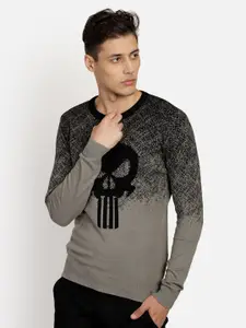 Free Authority Men Grey & Black Punisher Printed Pullover