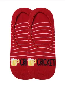 Bonjour Men Pack of 2 Red Shoe Liner Socks For Cricket Lovers