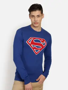 Free Authority Men Blue & Red Superman Printed Pullover