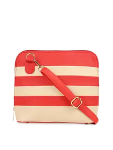 Bagsy Malone Red & Beige Striped Structured Sling