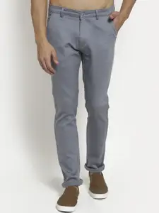 Rodamo Men Grey Slim Fit Chinos Trousers