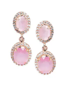 Rubans Rose Gold-Plated Classic AD Studded Drop Earrings