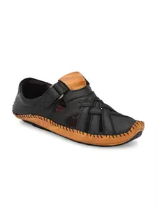 Big Fox Men Black & Brown Shoe-Style Sandals