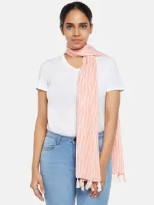 Honey by Pantaloons Women Peach-Coloured & White Printed Scarf