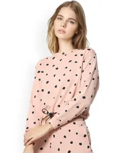ONLY Women Pink Printed Cotton Sweatshirt