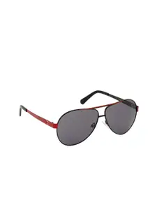 GUESS Men Grey Lens & Black Aviator Sunglasses - GU6969 61 01A-Grey
