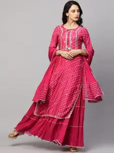 FASHOR Pink Embellished Ethnic Maxi Dress