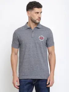 Van Heusen Men Grey Solid Varsity Inspired Short Sleeve Polo T-Shirt