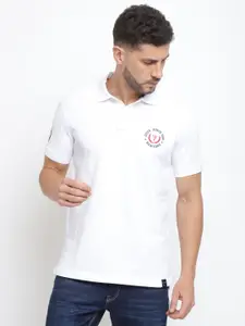 Van Heusen Men White Solid Varsity Inspired Short Sleeve Polo T-Shirt