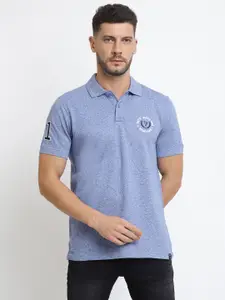 Van Heusen Men Blue Solid Varsity Inspired Short Sleeve Polo T-Shirt
