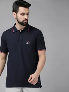 Van Heusen Athleisure Men Navy Solid Antiviral Ultra Soft Polo T-Shirt