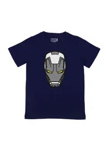 Marvel by Wear Your Mind Boys Navy Blue & Black Iron Man Printed T-shirt