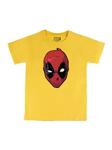 Marvel by Wear Your Mind Boys Yellow Spider-Man Printed Pure Cotton T-shirt