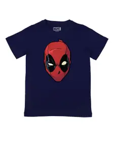 Marvel by Wear Your Mind Boys Navy Blue Deadpool Printed T-shirt