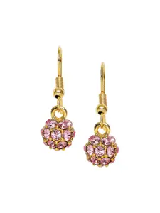 Mahi Rose Gold-Plated & Pink Spherical Drop Earrings