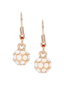 Mahi Rose Gold Plated White Spherical Drop Earrings