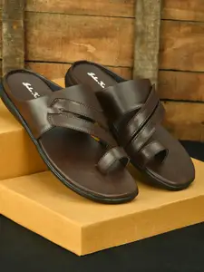 John Karsun Men Brown Solid Comfort Sandals
