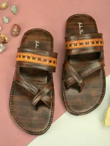 John Karsun Men Brown & Orange Comfort Sandals