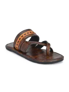 John Karsun Men Brown & Orange Comfort Sandals