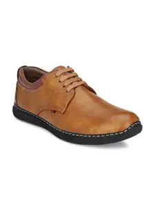 John Karsun Men Tan Textured Derbys