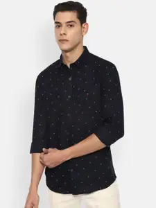 Louis Philippe Sport Men Navy Blue Slim Fit Opaque Printed Casual Shirt