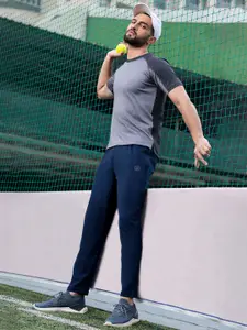 CHKOKKO Men Navy Blue Sports Gym Track Pant Running Lower With Pocket