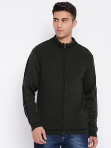 Cantabil Men Olive Green Pullover with Zip Detail