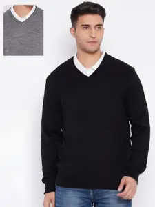 Cantabil Men Black & Grey Reversible Pullover