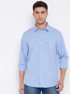 Cantabil Men Blue Opaque Cotton Casual Shirt