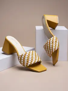 Shoetopia Yellow & White Block Sandals