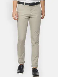 Van Heusen Sport Men Khaki Textured Slim Fit Trousers