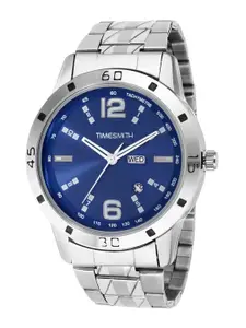 TIMESMITH Men Blue Dial & Silver Toned Stainless Steel Bracelet Style Analogue Watch