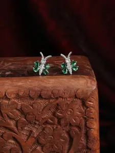 ZINU Silver-Toned Butterfly Shaped Studs Earrings