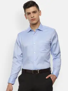 Louis Philippe Permapress Men Blue Opaque Wrinkle Free Formal Shirt