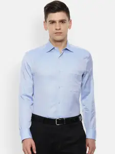 Louis Philippe Men Blue Opaque Pure Cotton Formal Shirt