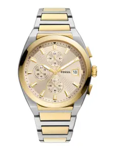 Fossil Men Gold-Toned Dial & Gold Toned Stainless Steel Straps Analogue Watch FS5796