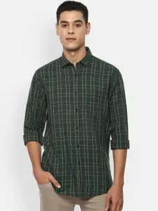 Louis Philippe Jeans Men Green Slim Fit Opaque Checked Casual Shirt
