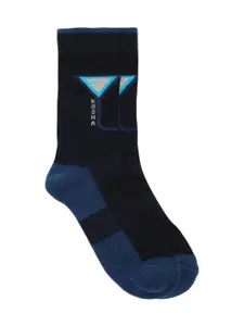 Kosha Men Blue & Black Calf Length Cushioned Cotton Sports Socks