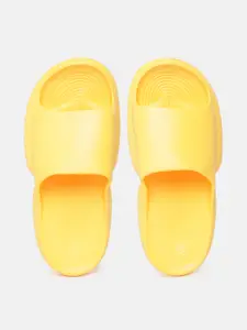 Kook N Keech Women Yellow Solid Sliders