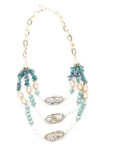 ODETTE Turquoise Blue & Gold-Toned Bohemian Necklace