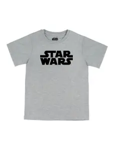 Star Wars by Wear Your Mind Boys Grey & Black Star Wars Printed Pure Cotton T-shirt