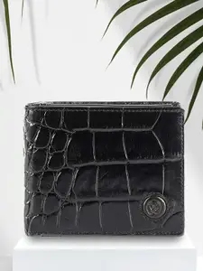 Cross Men Black Textured Leather Two Fold Wallet