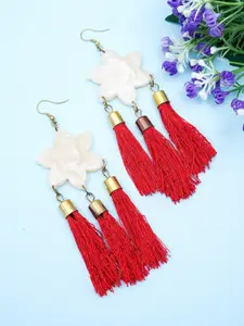 Golden Peacock Red Contemporary Drop Earrings