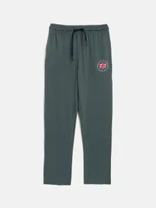 Octave Boys Olive Green Solid Cotton Track Pants