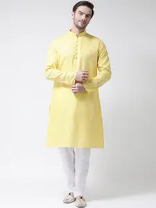 SG LEMAN Men Yellow Regular Kurta with Pyjamas